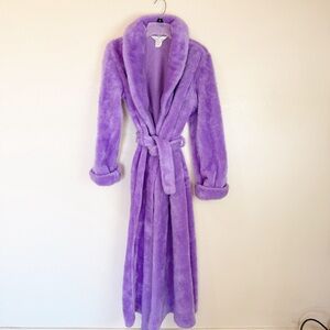 Y2K vintage 90s purple Borg Fuzzy Teddy Robe Long Made in USA